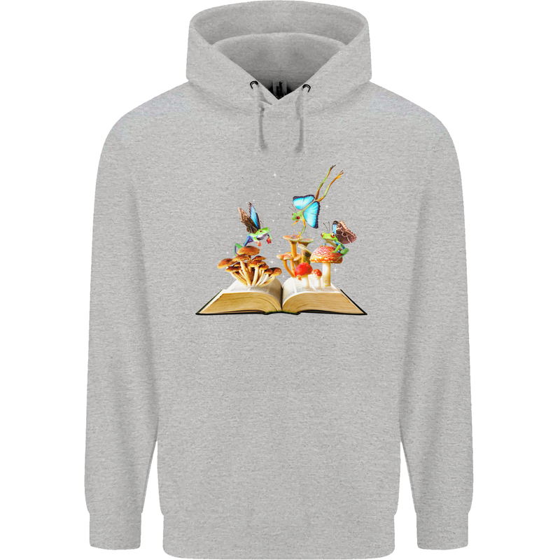 Trippy Nature Book Magic Mushrooms LSD Childrens Kids Hoodie Sports Grey