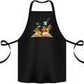 Trippy Nature Book Magic Mushrooms LSD Cotton Apron 100% Organic Black