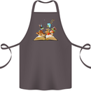 Trippy Nature Book Magic Mushrooms LSD Cotton Apron 100% Organic Dark Grey