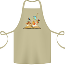 Trippy Nature Book Magic Mushrooms LSD Cotton Apron 100% Organic Khaki