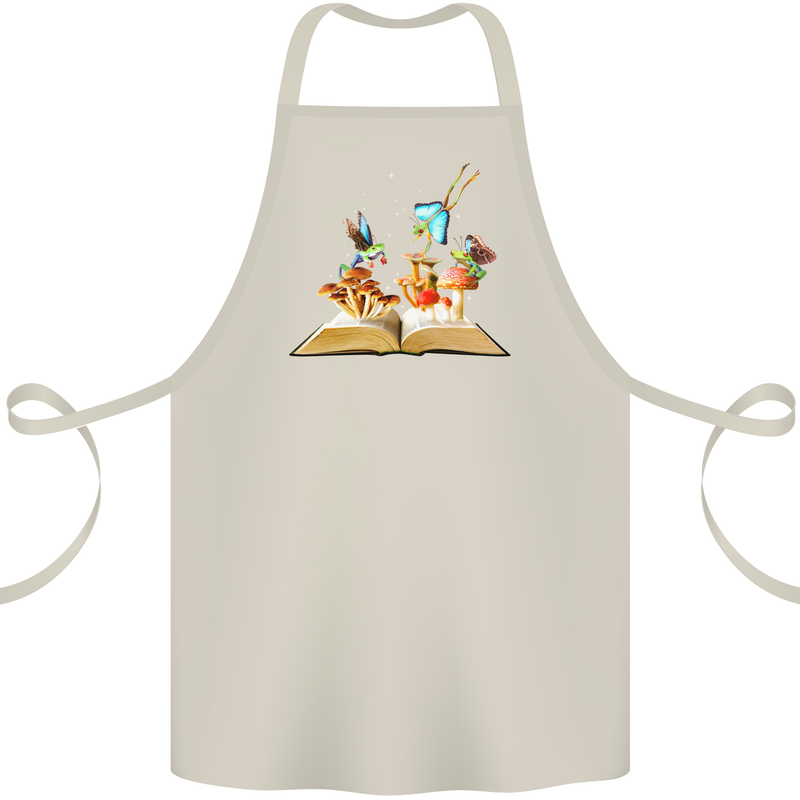 Trippy Nature Book Magic Mushrooms LSD Cotton Apron 100% Organic Natural