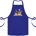Trippy Nature Book Magic Mushrooms LSD Cotton Apron 100% Organic Royal Blue