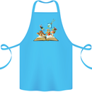 Trippy Nature Book Magic Mushrooms LSD Cotton Apron 100% Organic Turquoise