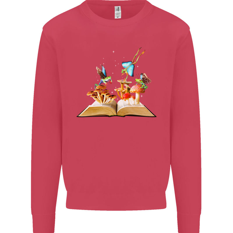 Trippy Nature Book Magic Mushrooms LSD Kids Sweatshirt Jumper Heliconia