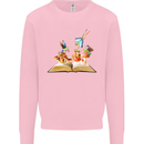 Trippy Nature Book Magic Mushrooms LSD Kids Sweatshirt Jumper Light Pink