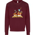 Trippy Nature Book Magic Mushrooms LSD Kids Sweatshirt Jumper Maroon