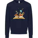 Trippy Nature Book Magic Mushrooms LSD Kids Sweatshirt Jumper Navy Blue