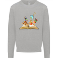Trippy Nature Book Magic Mushrooms LSD Kids Sweatshirt Jumper Sports Grey