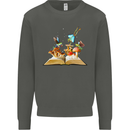 Trippy Nature Book Magic Mushrooms LSD Kids Sweatshirt Jumper Storm Grey