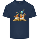 Trippy Nature Book Magic Mushrooms LSD Kids T-Shirt Childrens Navy Blue