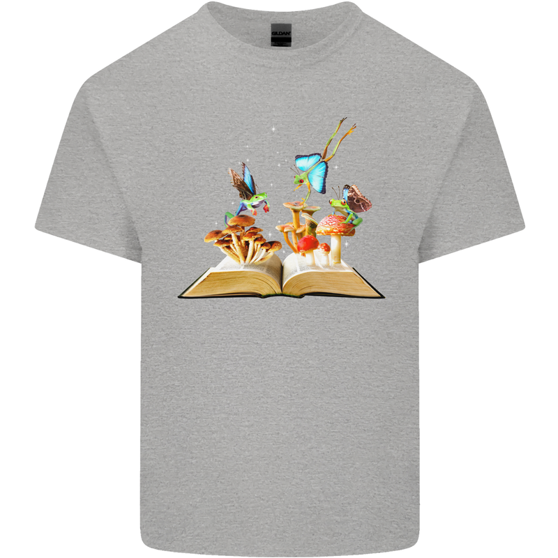 Trippy Nature Book Magic Mushrooms LSD Kids T-Shirt Childrens Sports Grey