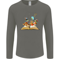 Trippy Nature Book Magic Mushrooms LSD Mens Long Sleeve T-Shirt Charcoal