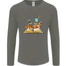 Trippy Nature Book Magic Mushrooms LSD Mens Long Sleeve T-Shirt Charcoal