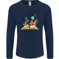 Trippy Nature Book Magic Mushrooms LSD Mens Long Sleeve T-Shirt Navy Blue