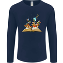 Trippy Nature Book Magic Mushrooms LSD Mens Long Sleeve T-Shirt Navy Blue