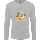 Trippy Nature Book Magic Mushrooms LSD Mens Long Sleeve T-Shirt Sports Grey
