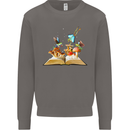 Trippy Nature Book Magic Mushrooms LSD Mens Sweatshirt Jumper Charcoal