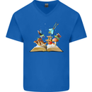 Trippy Nature Book Magic Mushrooms LSD Mens V-Neck Cotton T-Shirt Royal Blue