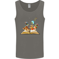 Trippy Nature Book Magic Mushrooms LSD Mens Vest Tank Top Charcoal