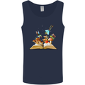 Trippy Nature Book Magic Mushrooms LSD Mens Vest Tank Top Navy Blue