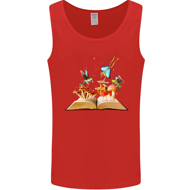 Trippy Nature Book Magic Mushrooms LSD Mens Vest Tank Top Red