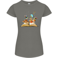 Trippy Nature Book Magic Mushrooms LSD Womens Petite Cut T-Shirt Charcoal