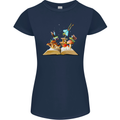 Trippy Nature Book Magic Mushrooms LSD Womens Petite Cut T-Shirt Navy Blue