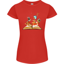 Trippy Nature Book Magic Mushrooms LSD Womens Petite Cut T-Shirt Red