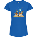 Trippy Nature Book Magic Mushrooms LSD Womens Petite Cut T-Shirt Royal Blue