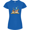 Trippy Nature Book Magic Mushrooms LSD Womens Petite Cut T-Shirt Royal Blue