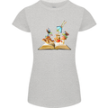 Trippy Nature Book Magic Mushrooms LSD Womens Petite Cut T-Shirt Sports Grey