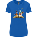 Trippy Nature Book Magic Mushrooms LSD Womens Wider Cut T-Shirt Royal Blue