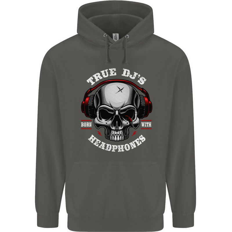True Dj's Are Born With Headphones DJing Childrens Kids Hoodie Storm Grey