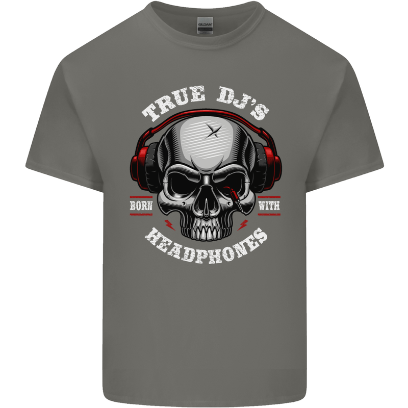 True Dj's Are Born With Headphones DJing Kids T-Shirt Childrens Charcoal