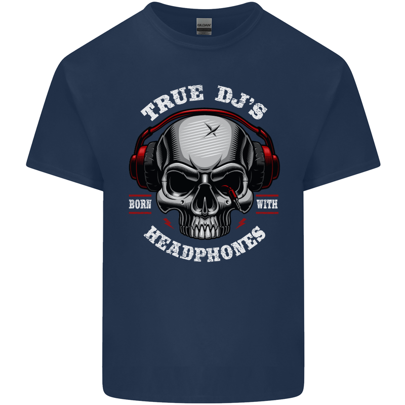 True Dj's Are Born With Headphones DJing Kids T-Shirt Childrens Navy Blue