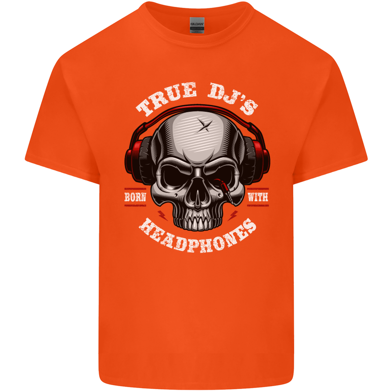 True Dj's Are Born With Headphones DJing Kids T-Shirt Childrens Orange