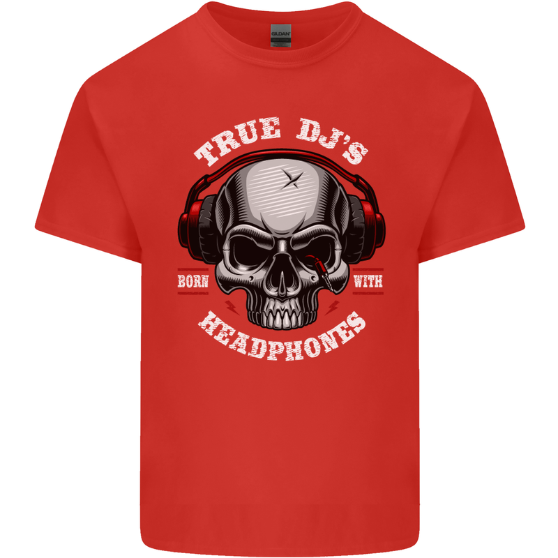 True Dj's Are Born With Headphones DJing Kids T-Shirt Childrens Red