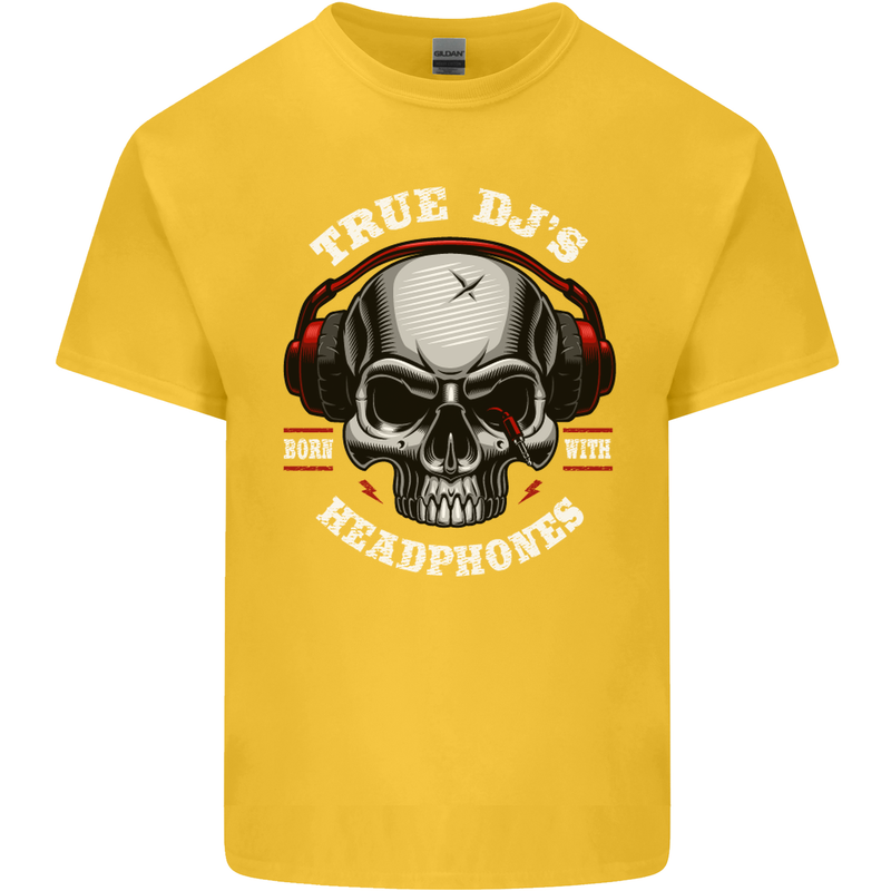 True Dj's Are Born With Headphones DJing Kids T-Shirt Childrens Yellow