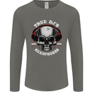 True Dj's Are Born With Headphones DJing Mens Long Sleeve T-Shirt Charcoal