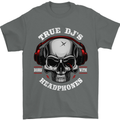 True Dj's Are Born With Headphones DJing Mens T-Shirt Cotton Gildan Charcoal