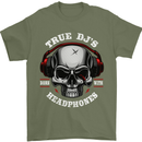 True Dj's Are Born With Headphones DJing Mens T-Shirt Cotton Gildan Military Green