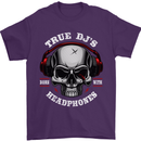 True Dj's Are Born With Headphones DJing Mens T-Shirt Cotton Gildan Purple