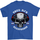 True Dj's Are Born With Headphones DJing Mens T-Shirt Cotton Gildan Royal Blue