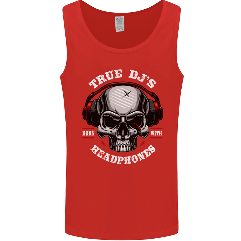 True Dj's Are Born With Headphones DJing Mens Vest Tank Top Red