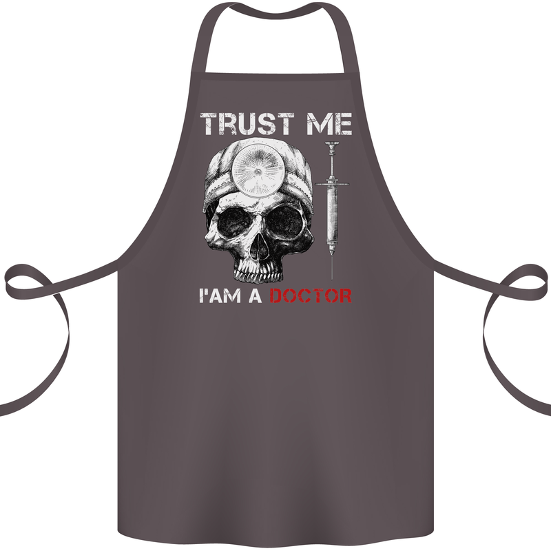 Trust Me I'm a Doctor Skull Gothic Skeleton Cotton Apron 100% Organic Dark Grey