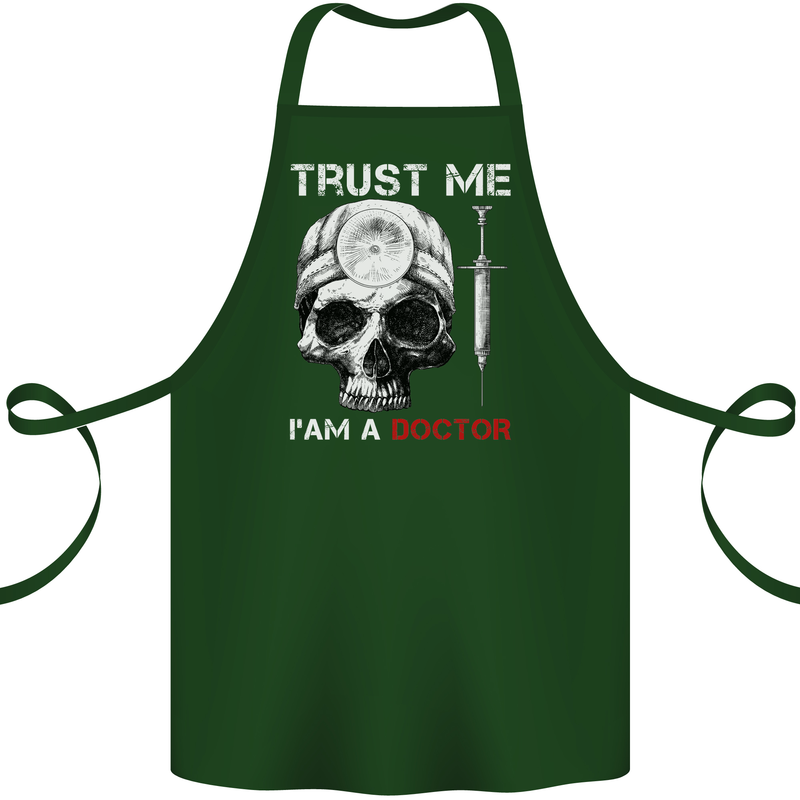 Trust Me I'm a Doctor Skull Gothic Skeleton Cotton Apron 100% Organic Forest Green