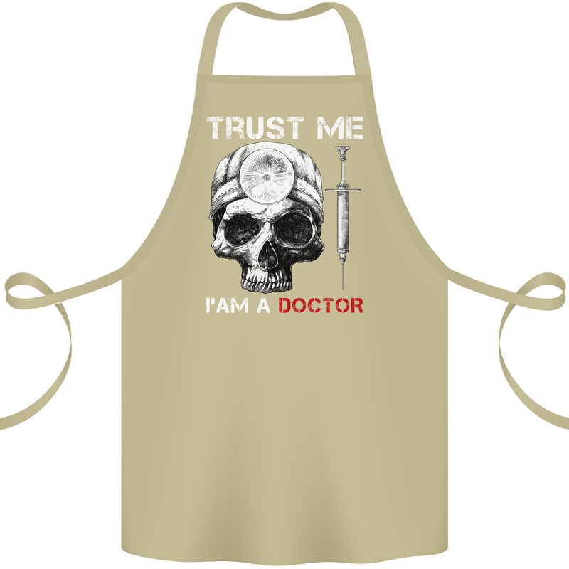 Trust Me I'm a Doctor Skull Gothic Skeleton Cotton Apron 100% Organic Khaki