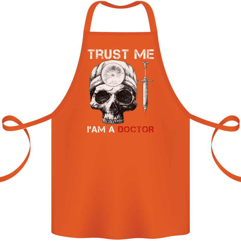 Trust Me I'm a Doctor Skull Gothic Skeleton Cotton Apron 100% Organic Orange