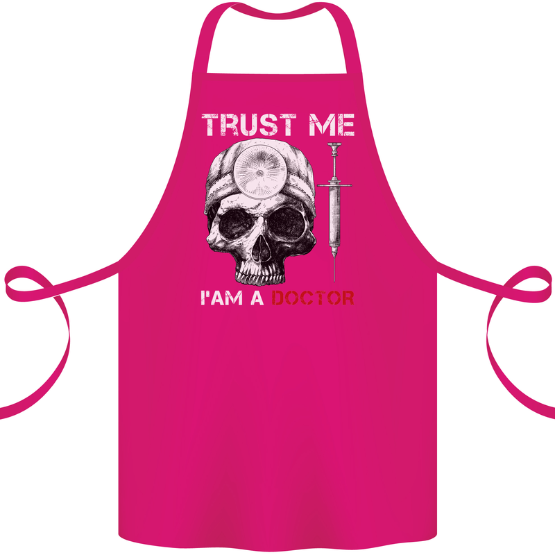 Trust Me I'm a Doctor Skull Gothic Skeleton Cotton Apron 100% Organic Pink
