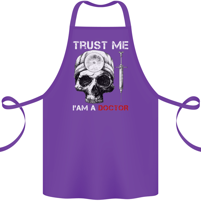 Trust Me I'm a Doctor Skull Gothic Skeleton Cotton Apron 100% Organic Purple